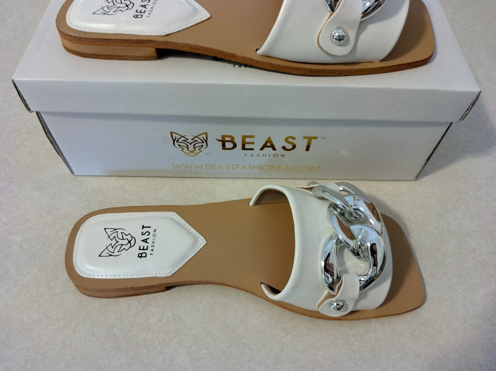 Beast Fashion Size 7.5 LANA-01 White Sandals NIB