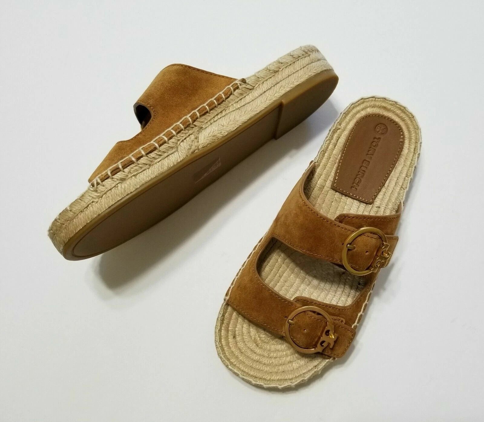 NEW Tory Burch Selby Two-Band Espadrille Slide Sandal in Rhum Size 7, 8, 9.5