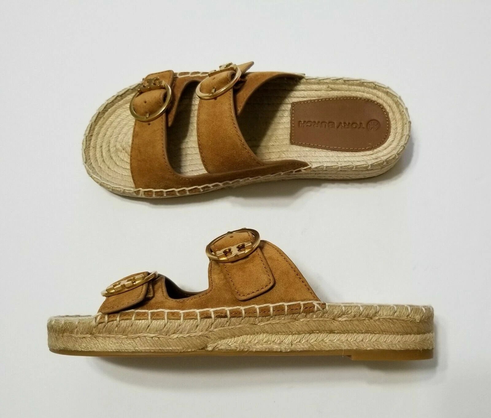 NEW Tory Burch Selby Two-Band Espadrille Slide Sandal in Rhum Size 7, 8, 9.5