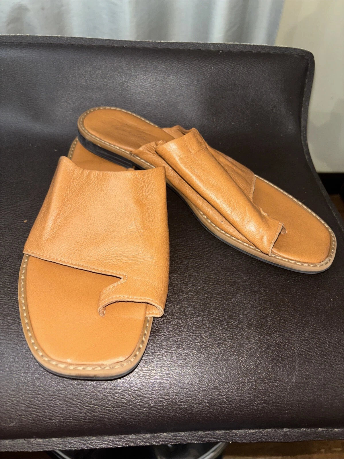 AVELLINI Womens Fairy Core Leather Sock Brown Slip on Sandals Style 3066 SZ 9