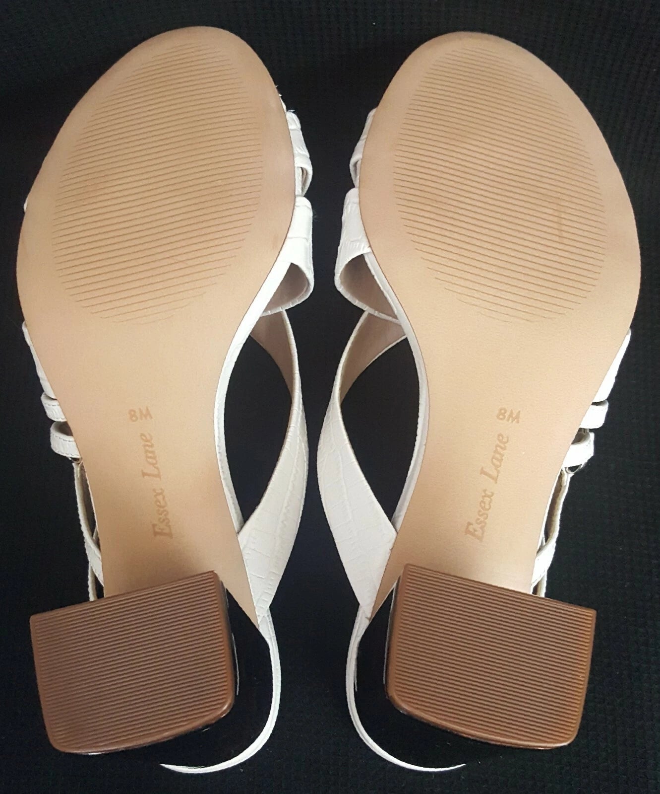 Essex Lane "El-Bezia" White Sandals w/Tortoise Style Heels Women's Size 8M NWB