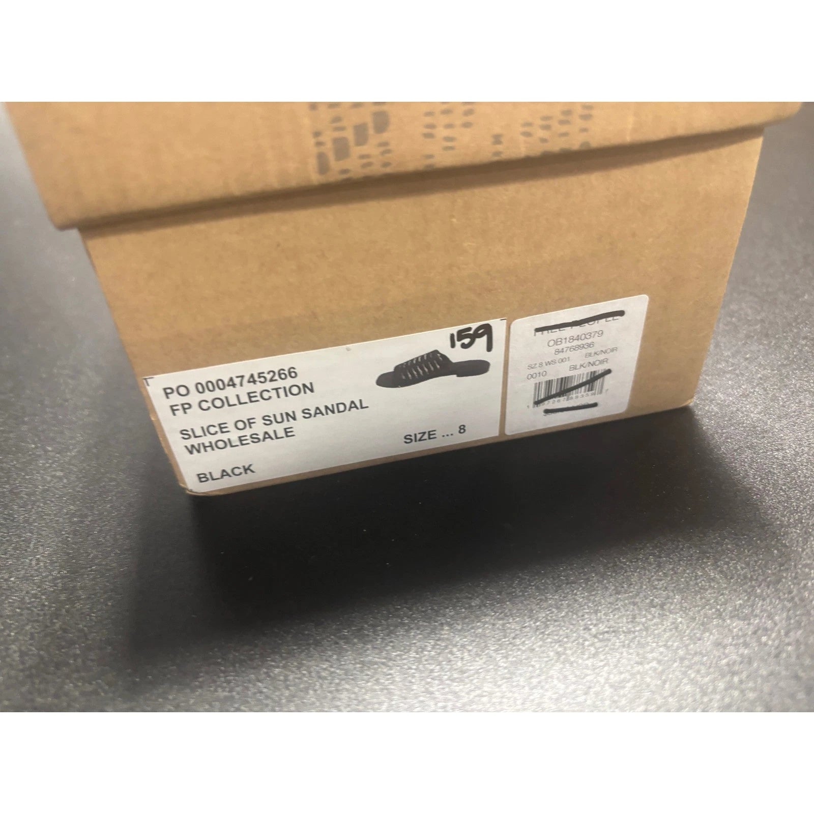 Free People NEW Slice of Sun Black Leather Slide Sandals Woven Slip On Size 8