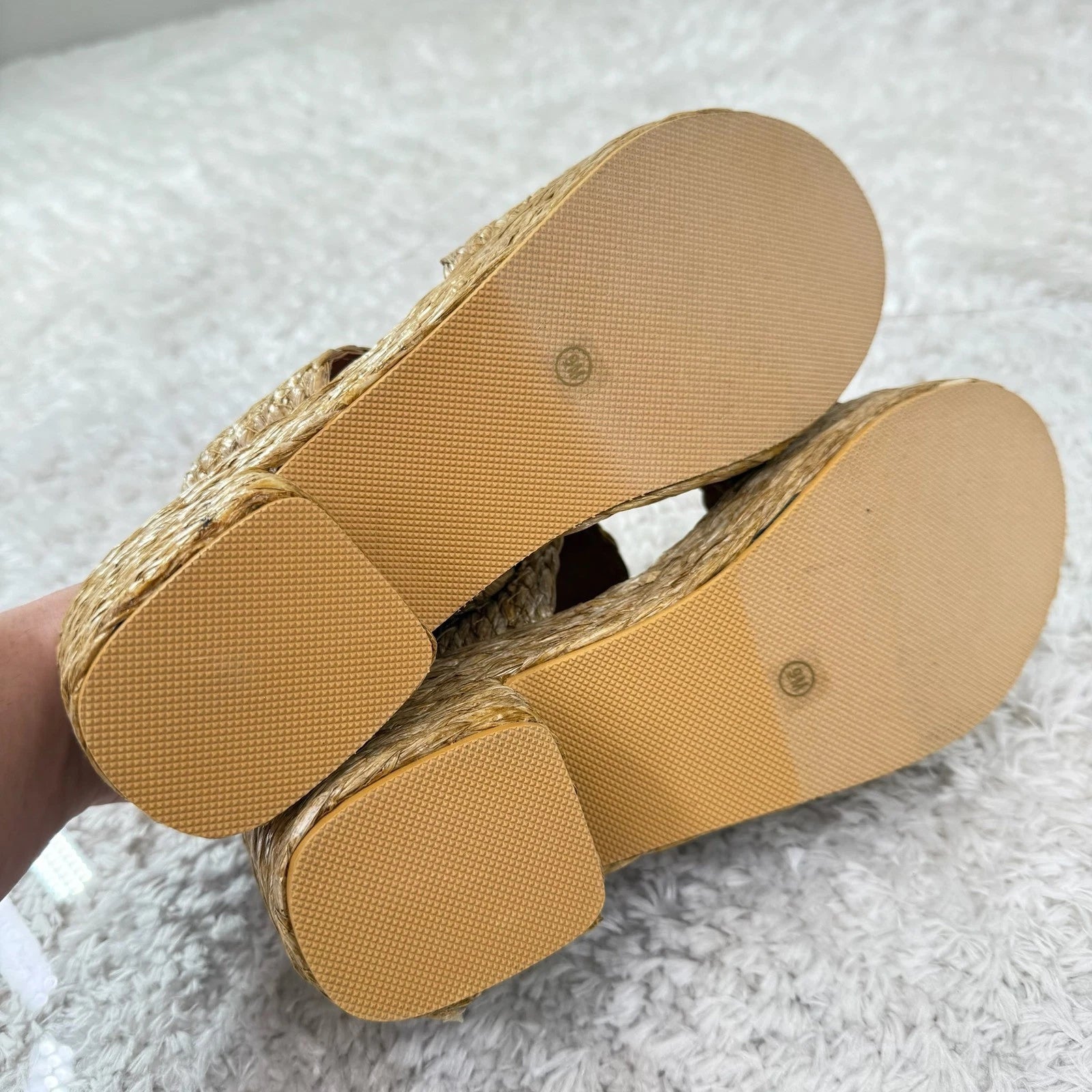 Beach By Matisse Platform Sandals Women's 9 Woven Raffia Espadrille Slides