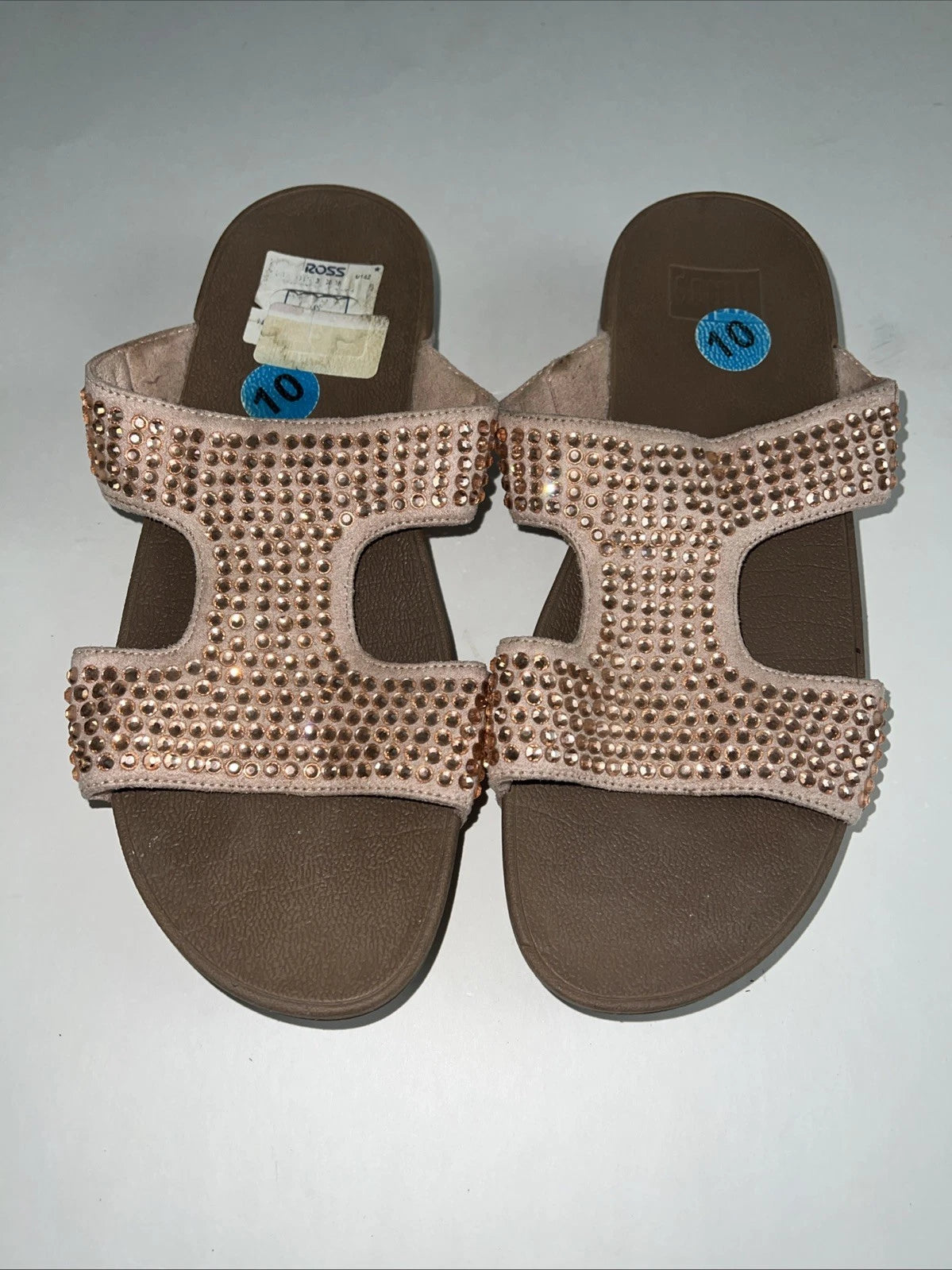 Fitflop Womens Rokkit Slide Mauve Rhinestone Bling Size 10