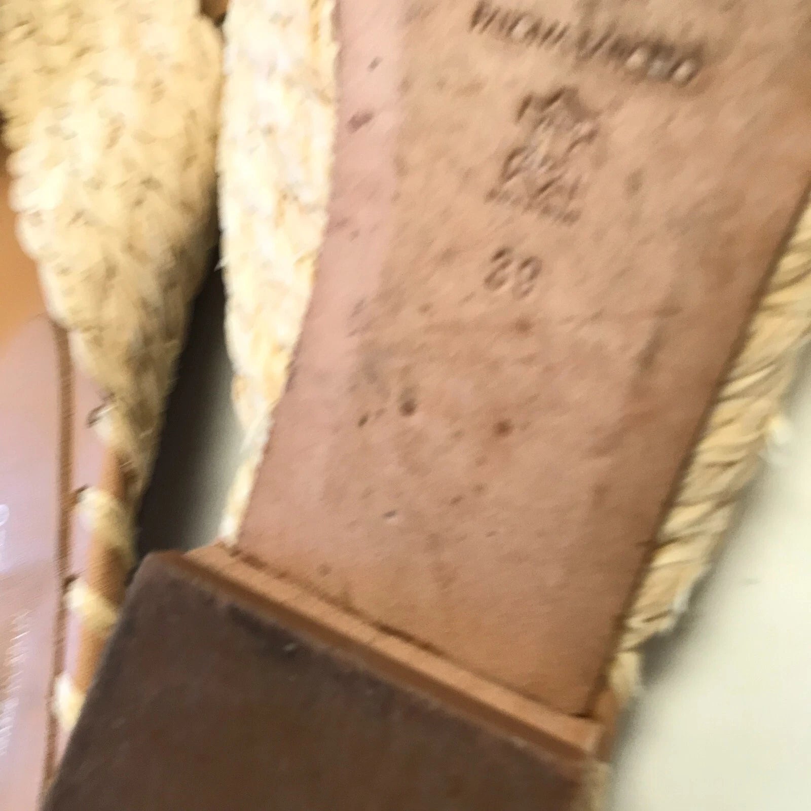 Paloma Barcelo Raffia Sandals Slide Womens 39 9 Natural Open Toe Slip On Leather