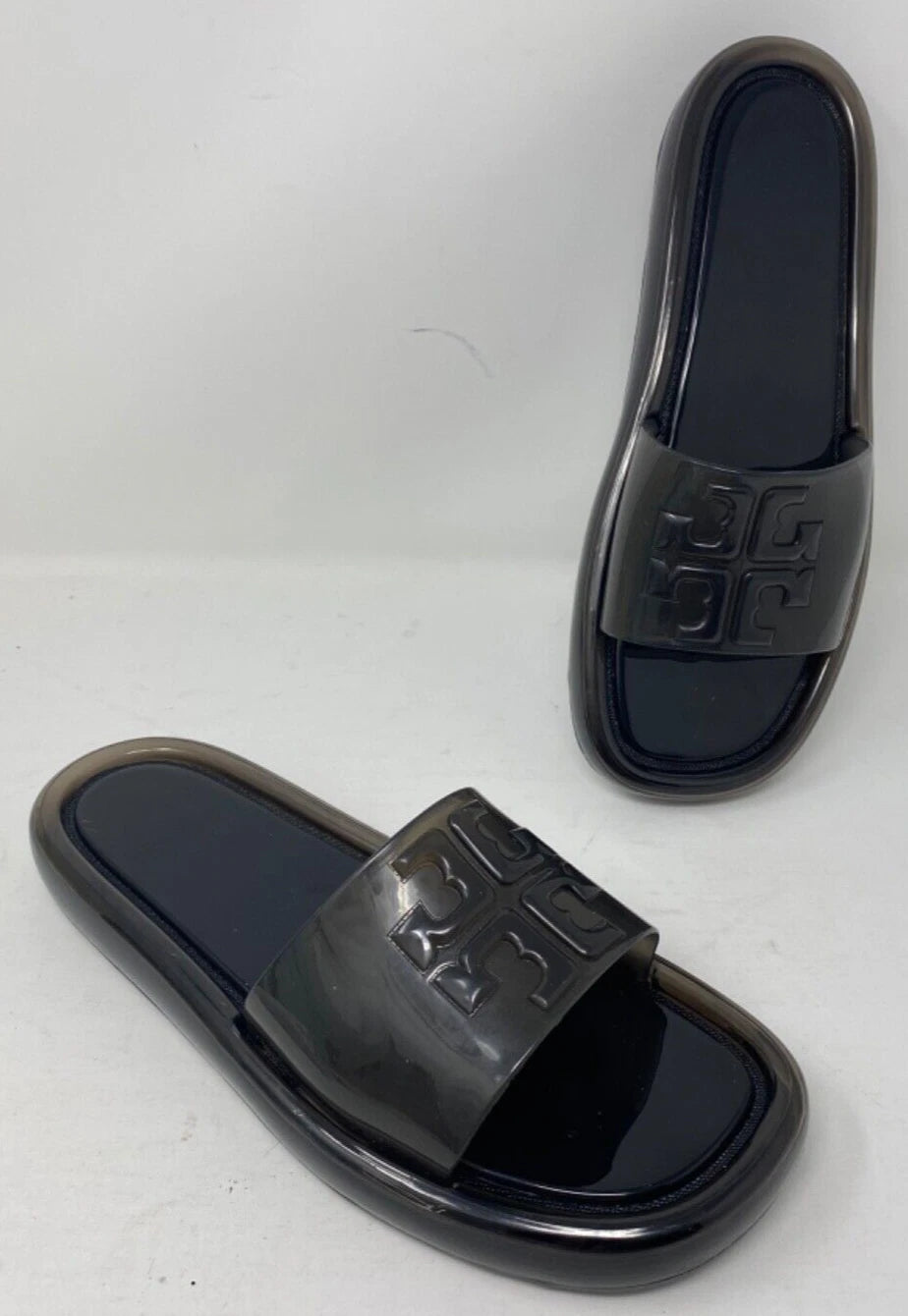 NIB TORY BURCH $188 BLACK BUBBLE JELLY SLIDE SANDAL/Sz 7 37 EU Style 85010