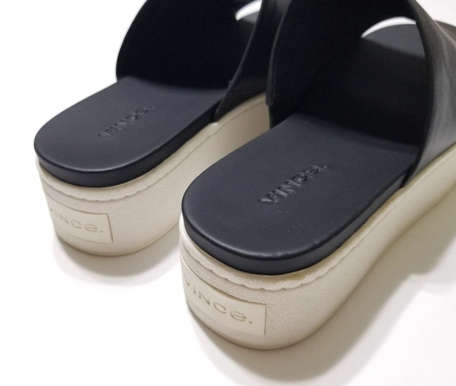 NIB Vince Walford Leather Platform Slide Sandals in Black Size 6.5, 9 $225