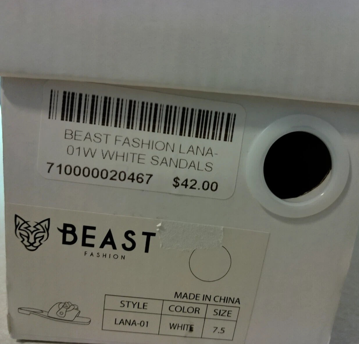 Beast Fashion Size 7.5 LANA-01 White Sandals NIB