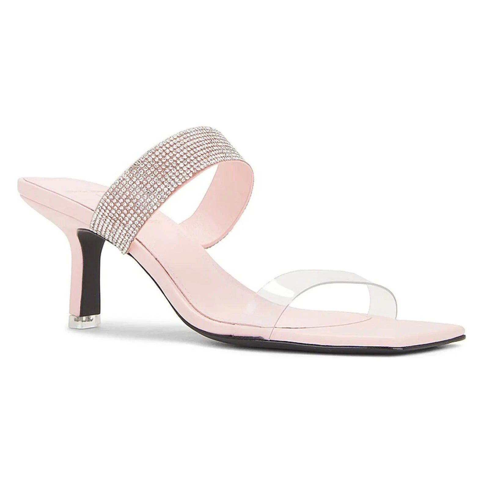 Black Suede Studio Cali SILVER Glitter Slide Sandal Womens Size 38.5