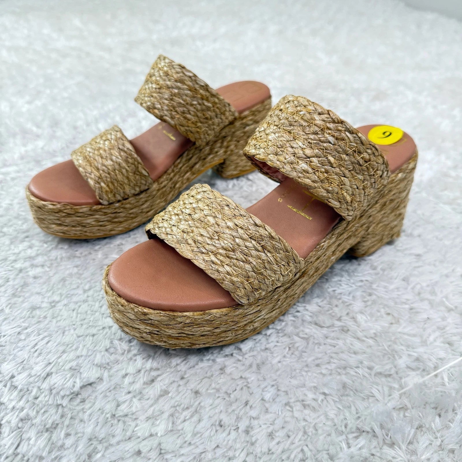Beach By Matisse Platform Sandals Women's 9 Woven Raffia Espadrille Slides