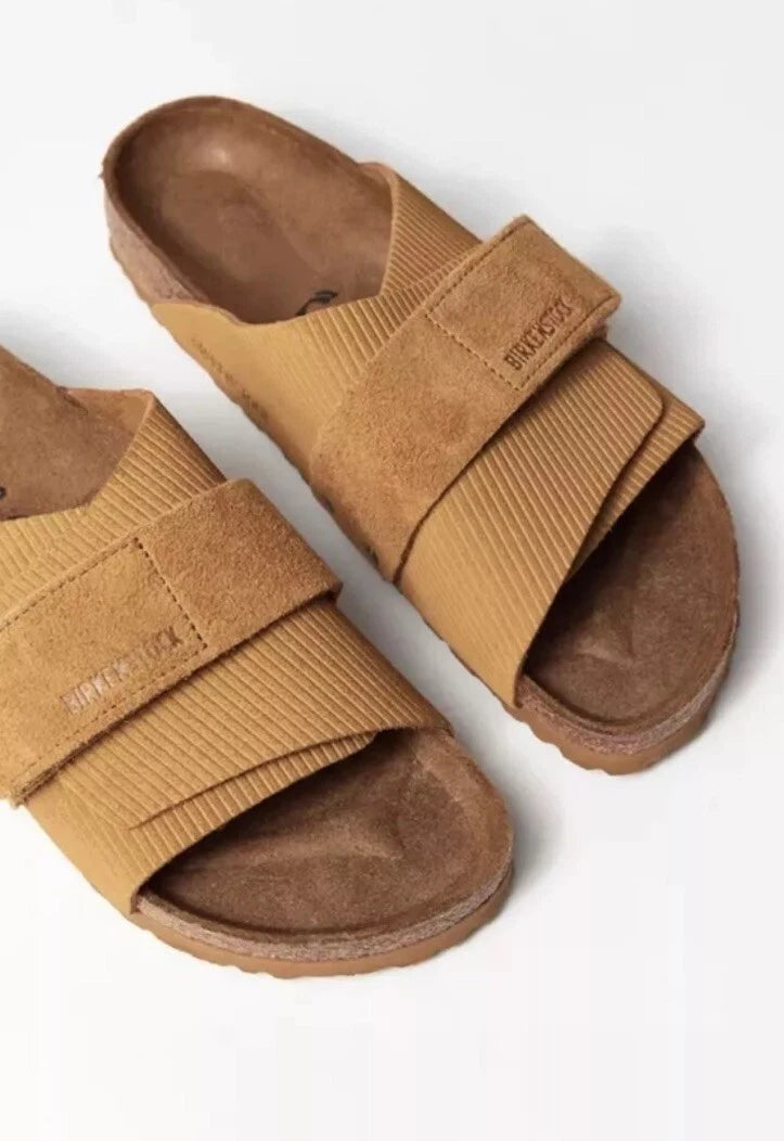 Birkenstock Kyoto Slide Sandal Suede Embossed Corduroy Cork Brown EU 40 W9 M7