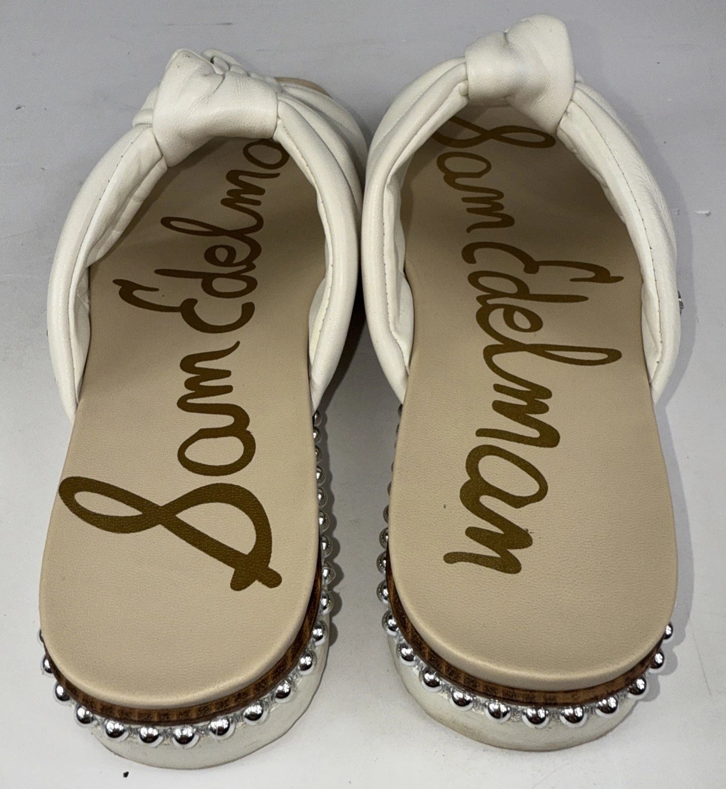 Sam Edelman Alyse Knotted Strap Studded sandals White Leather Womens Size 8.5M