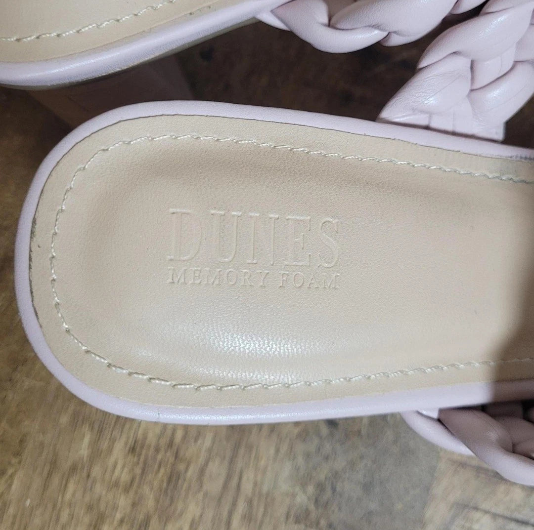 DUNES Pink Iris Braided Memory Foam Slide Heel Sandals