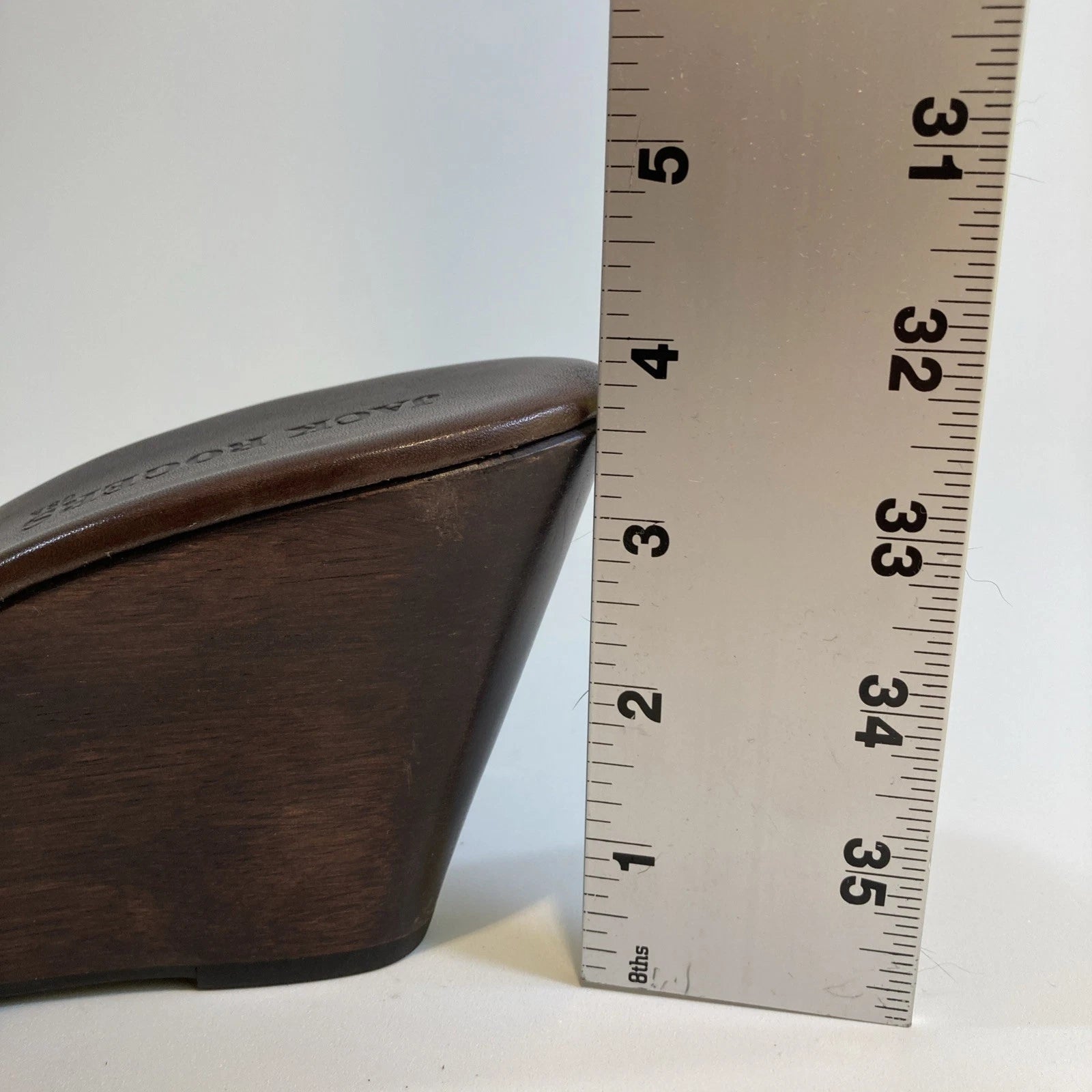 Jack Roger Brown Leather Wood Wedge Sandals Size 10M