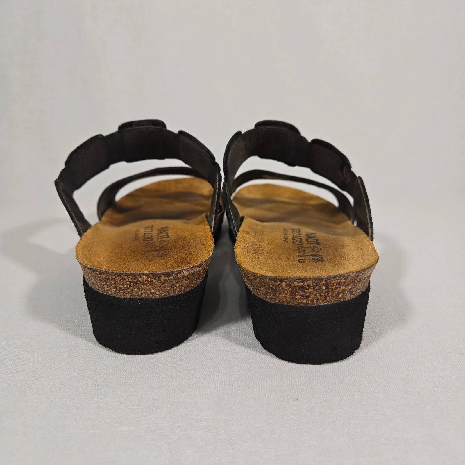 NOAT Ashley Rhinestone Adjustable Gore BLACK Leather Sandals Women's Size 8-8.5.