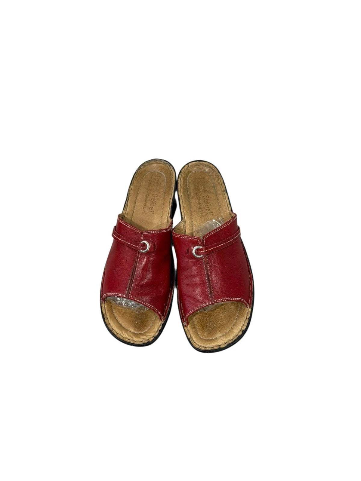 Josef Seibel Leather Slide Style Open Toe Sandals Red Womens EU 40 US 9/9.5