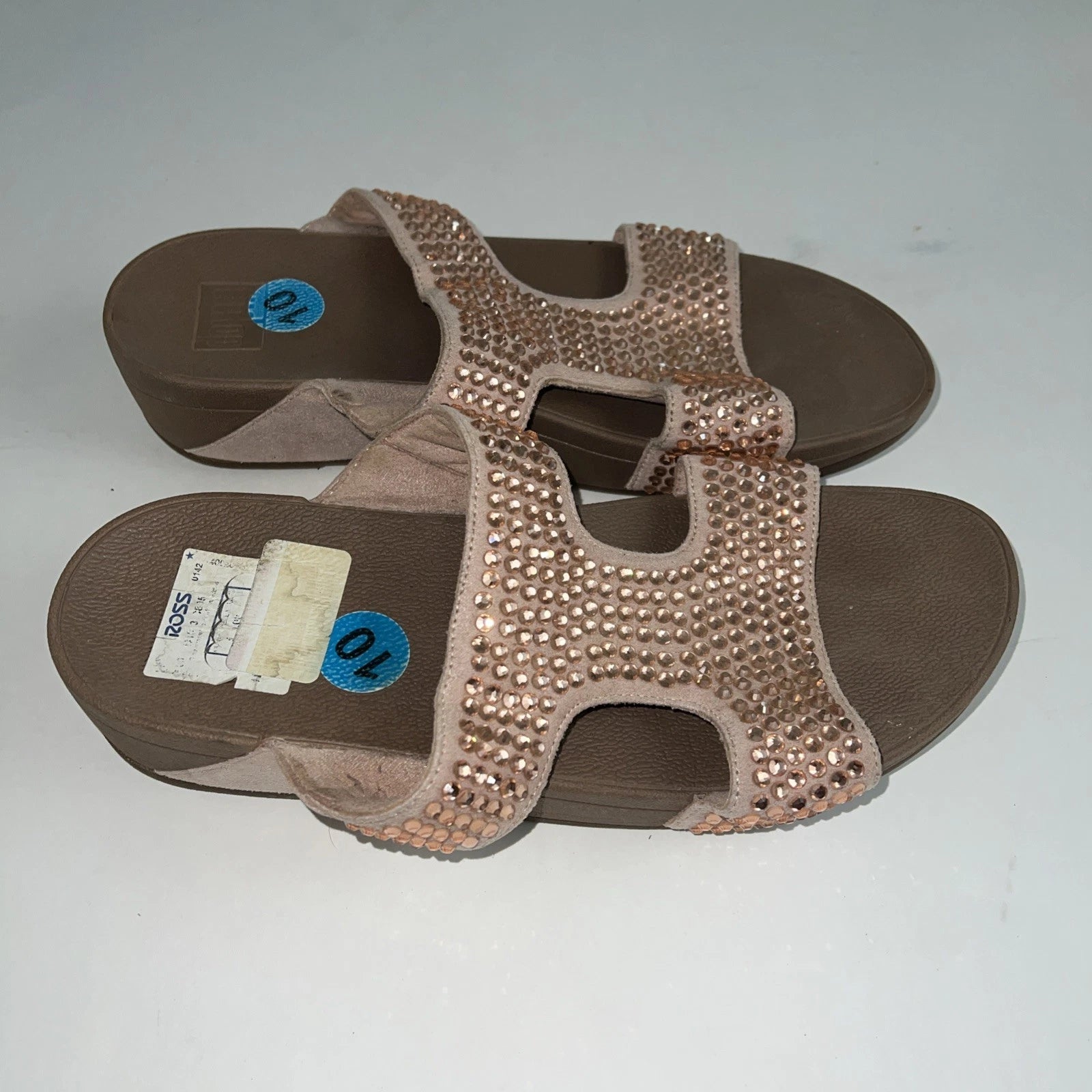 Fitflop Womens Rokkit Slide Mauve Rhinestone Bling Size 10