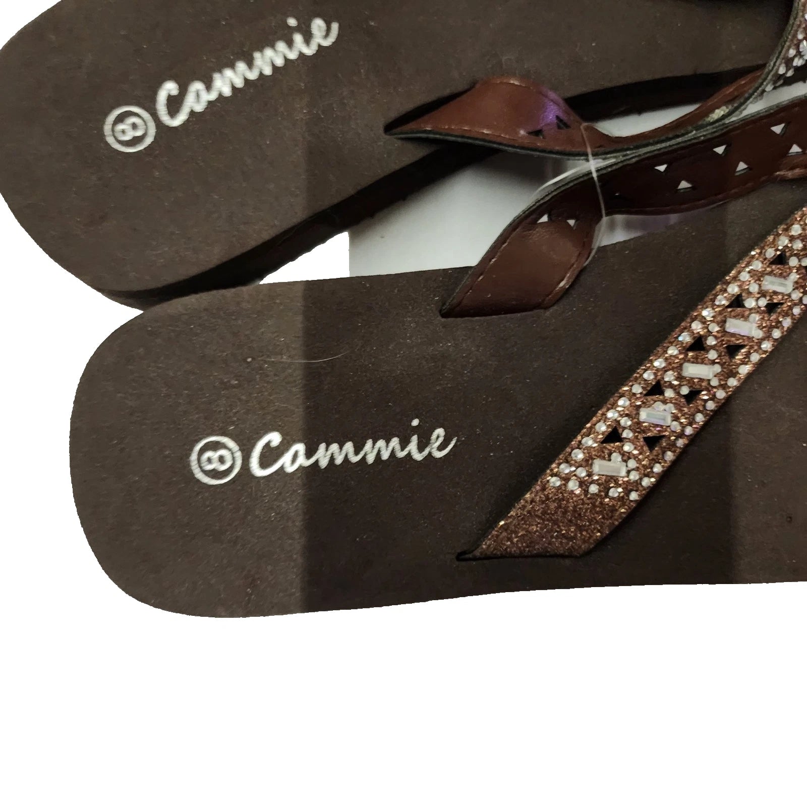 CAMMIE Womens 2" Wedge Platform Flip Flops Sandals Bling Thong Jewelry Style S8