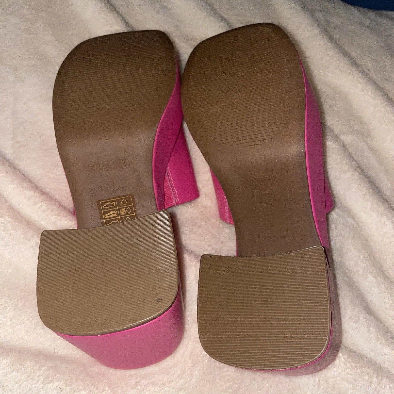 Dream Pair Pink Chunky Block Platform Heel Slide Mules Y2K Style Sandals Size 8
