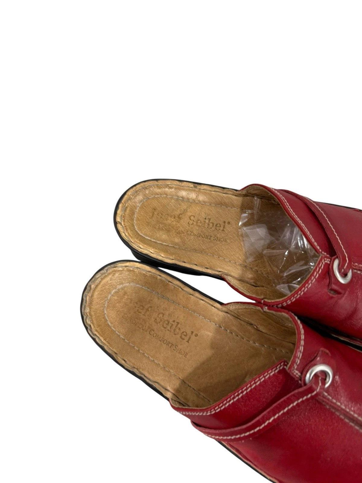 Josef Seibel Leather Slide Style Open Toe Sandals Red Womens EU 40 US 9/9.5