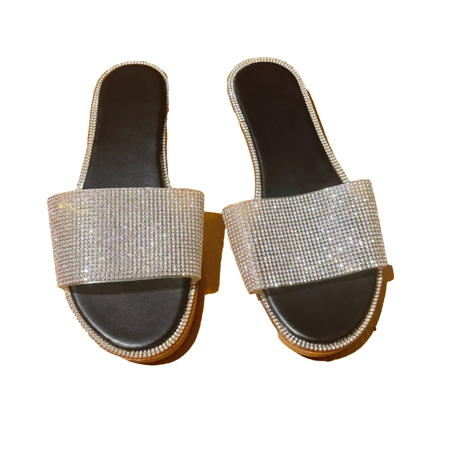Rhinestone Slides Sandals Glitter on Sandals Sz 7.5 Bubleden fashion