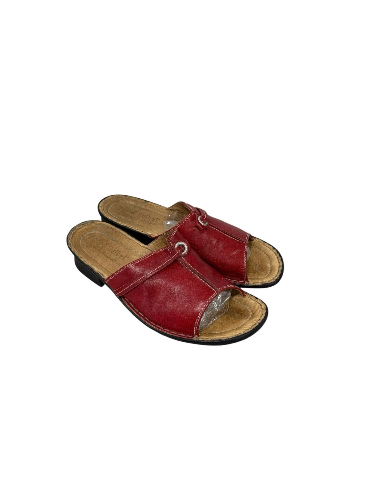 Josef Seibel Leather Slide Style Open Toe Sandals Red Womens EU 40 US 9/9.5