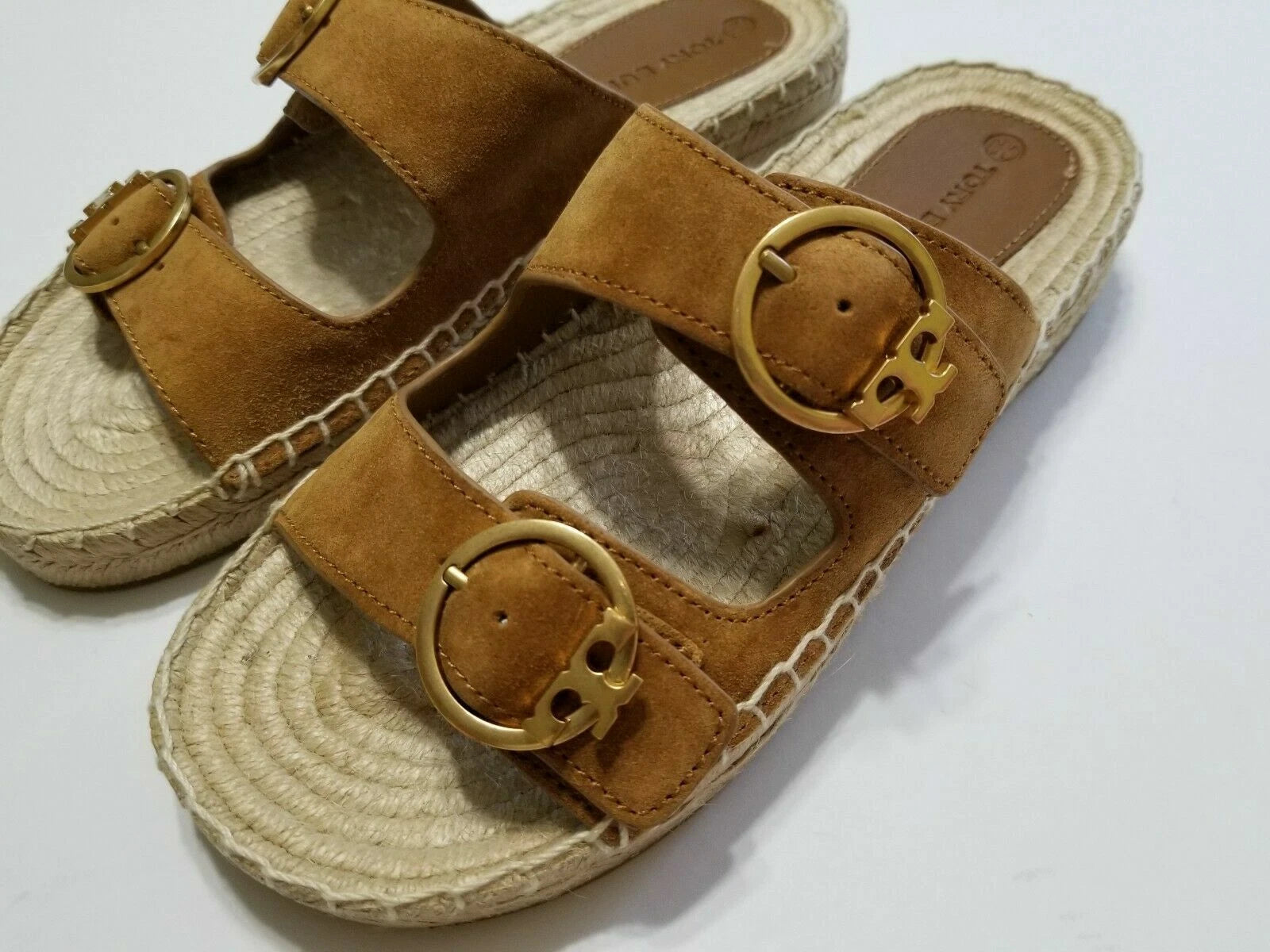 NEW Tory Burch Selby Two-Band Espadrille Slide Sandal in Rhum Size 7, 8, 9.5