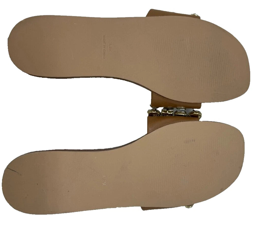 Madden Girl Women's Dazzlle Slip On Comfort Sandals Brown Size:6.5 196T