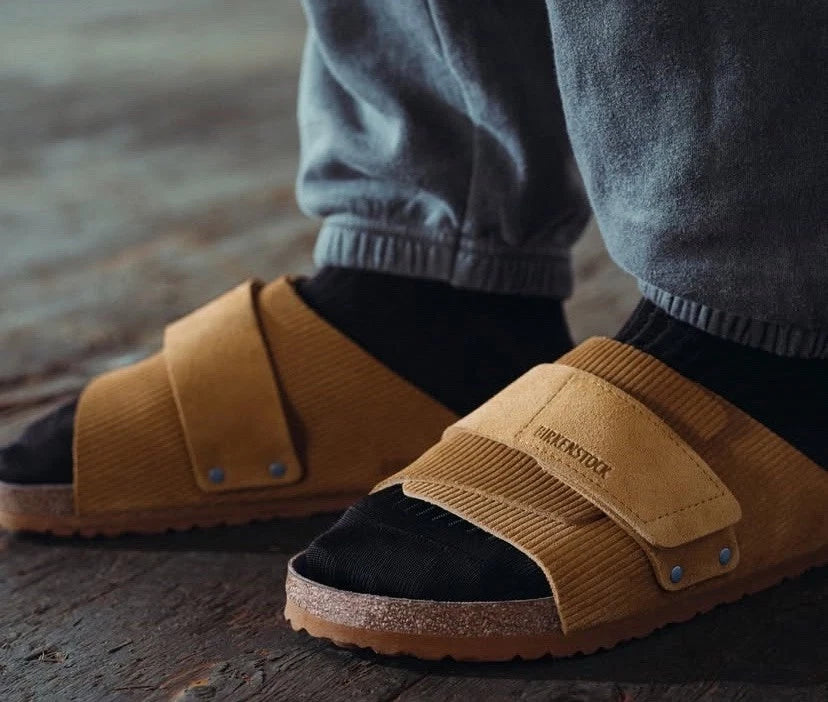 Birkenstock Kyoto Slide Sandal Suede Embossed Corduroy Cork Brown EU 40 W9 M7