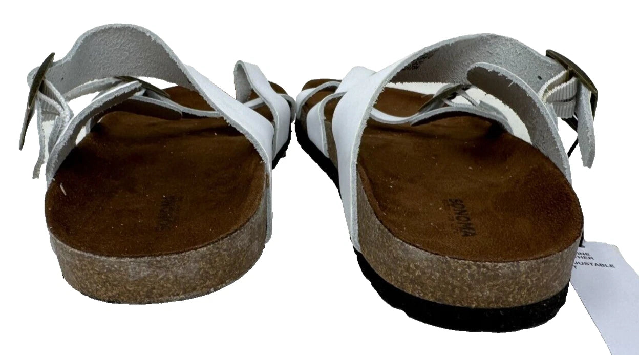Sonoma Women's Gojiberry Leather Slip On Comfort Sandals White Size:6 200T