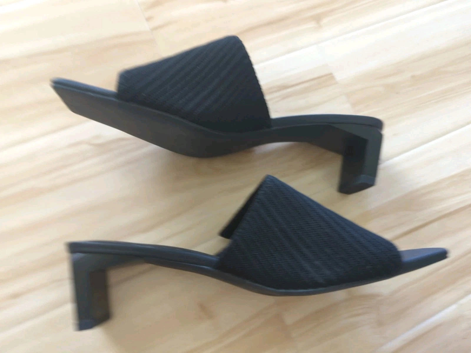 Vivaia Square Toe Block Heel Slide Sandals Black Shoes Women EU 42 US 11 EUC