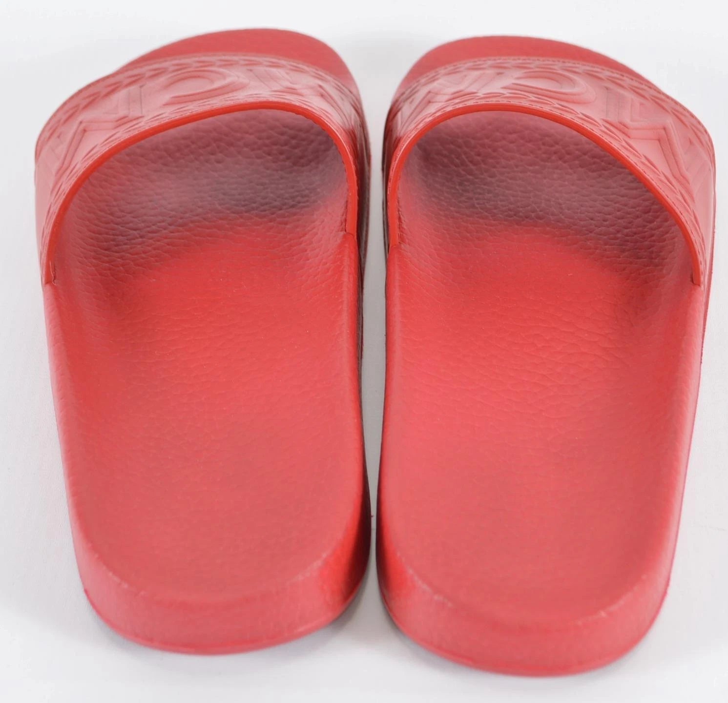New MCM Women's Red Rubber Embossed Logo Pool Slides Sandals Shoes 36 6