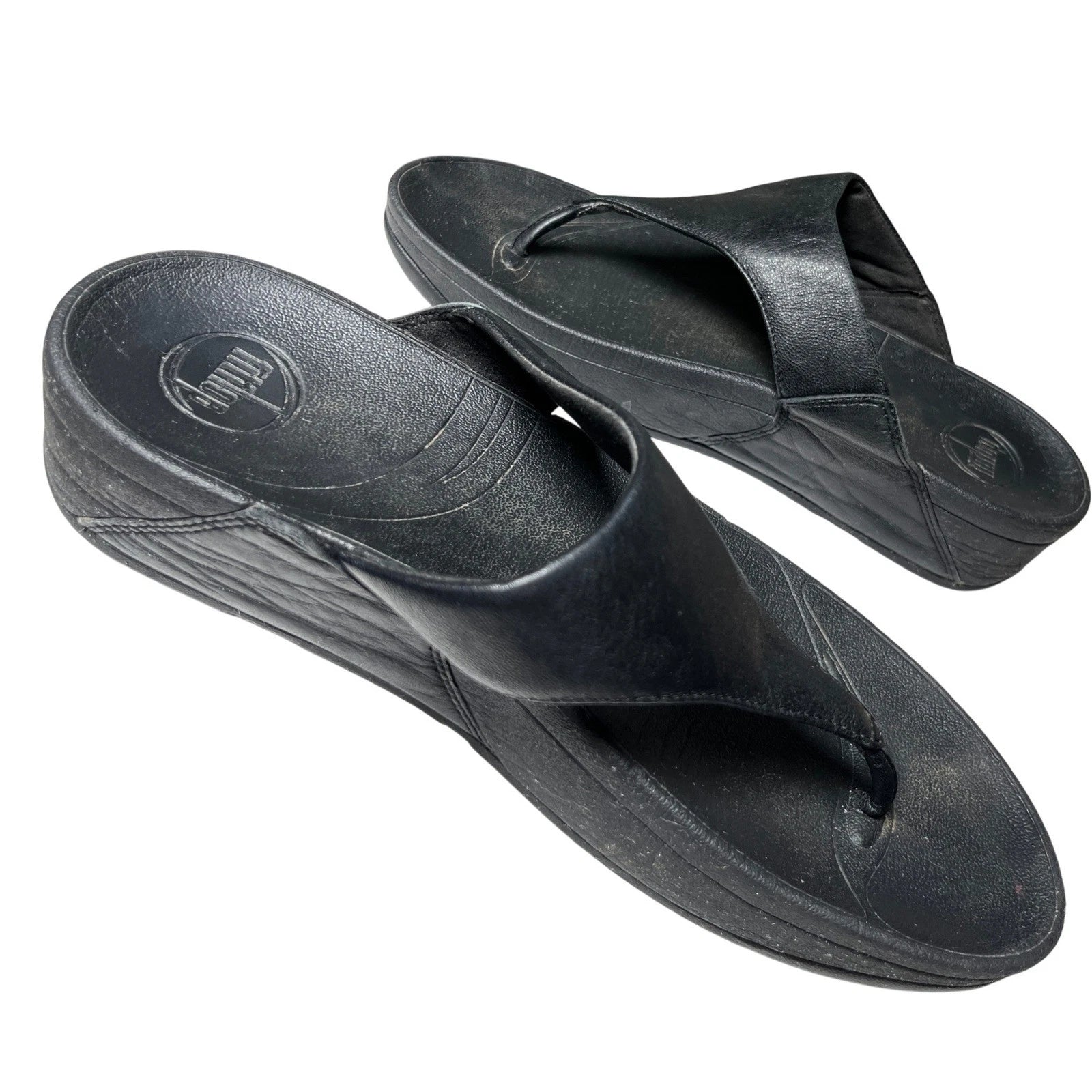 Fitflop Leather Black Sandals US 9 EU 41 Flip Flops Style 288-001
