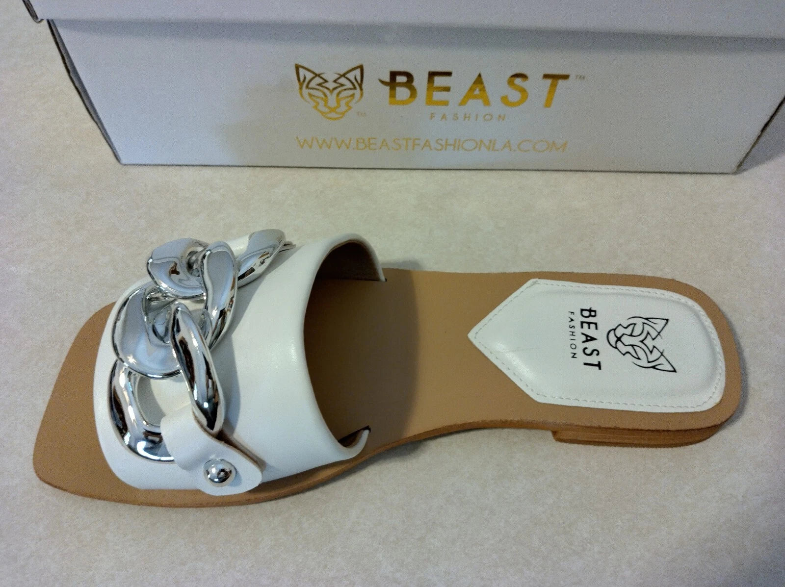 Beast Fashion Size 7.5 LANA-01 White Sandals NIB