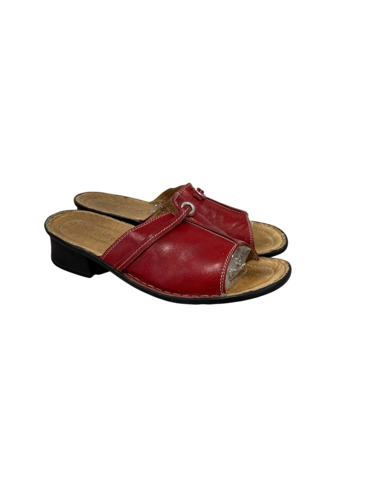 Josef Seibel Leather Slide Style Open Toe Sandals Red Womens EU 40 US 9/9.5