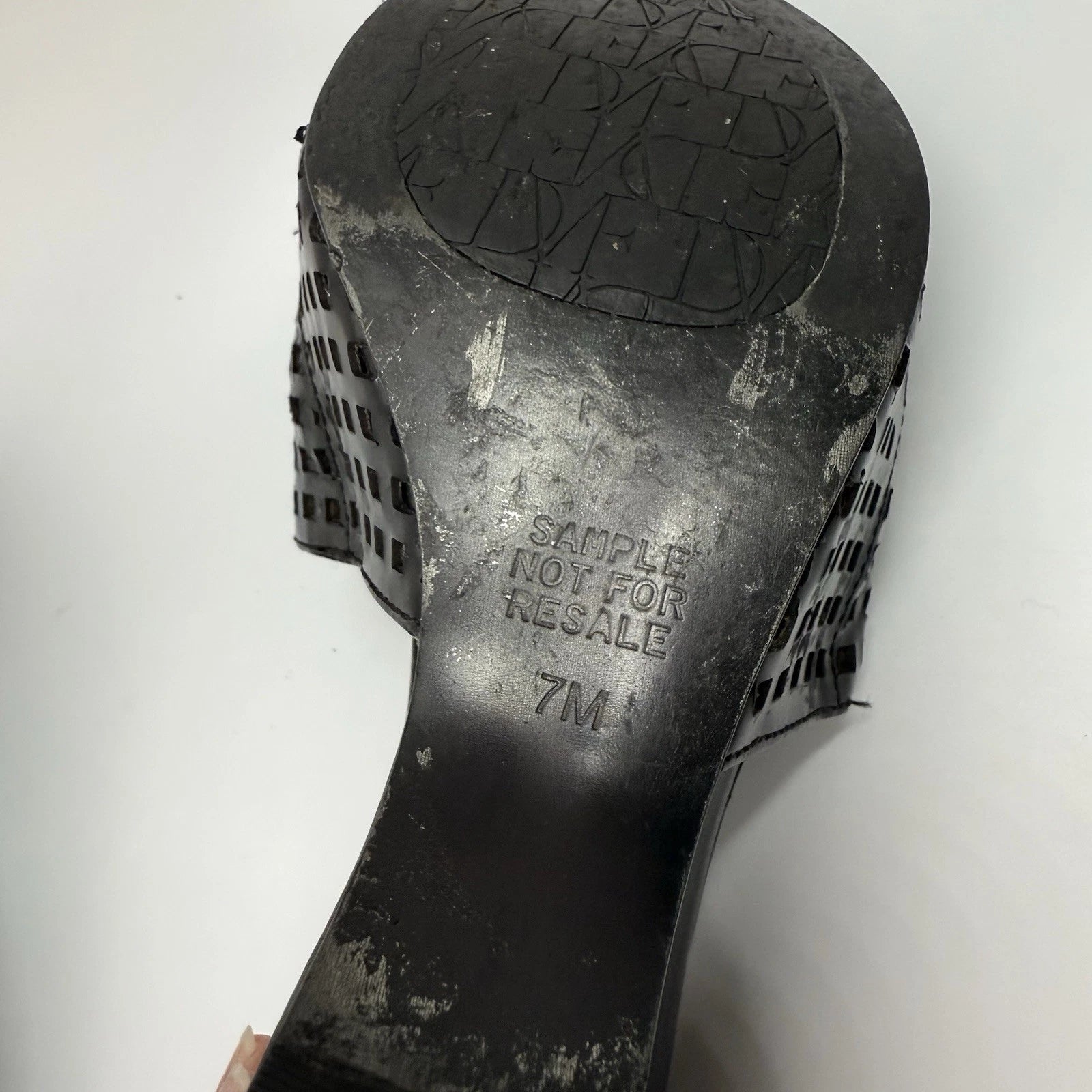 Diane von Furstenberg Perforated Wedge Sandals Size 7 Black Sample Shoes