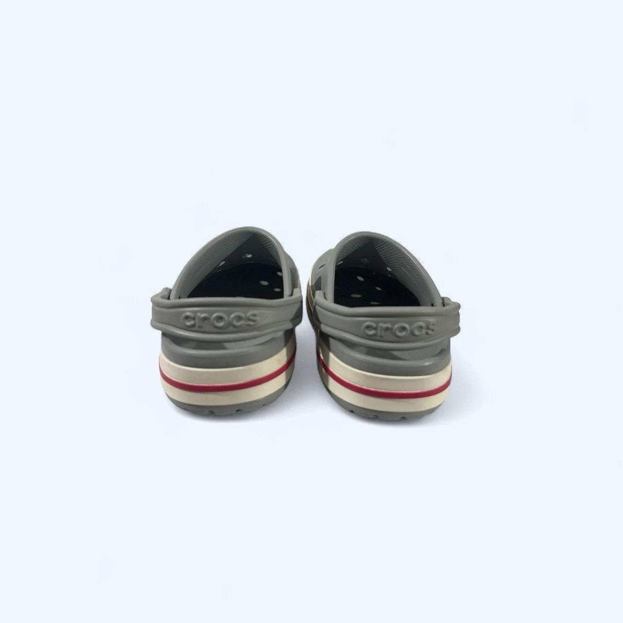 Crocs Crocband Clogs Unisex Men's 7/ Women's 9 Gray W/Red Trim