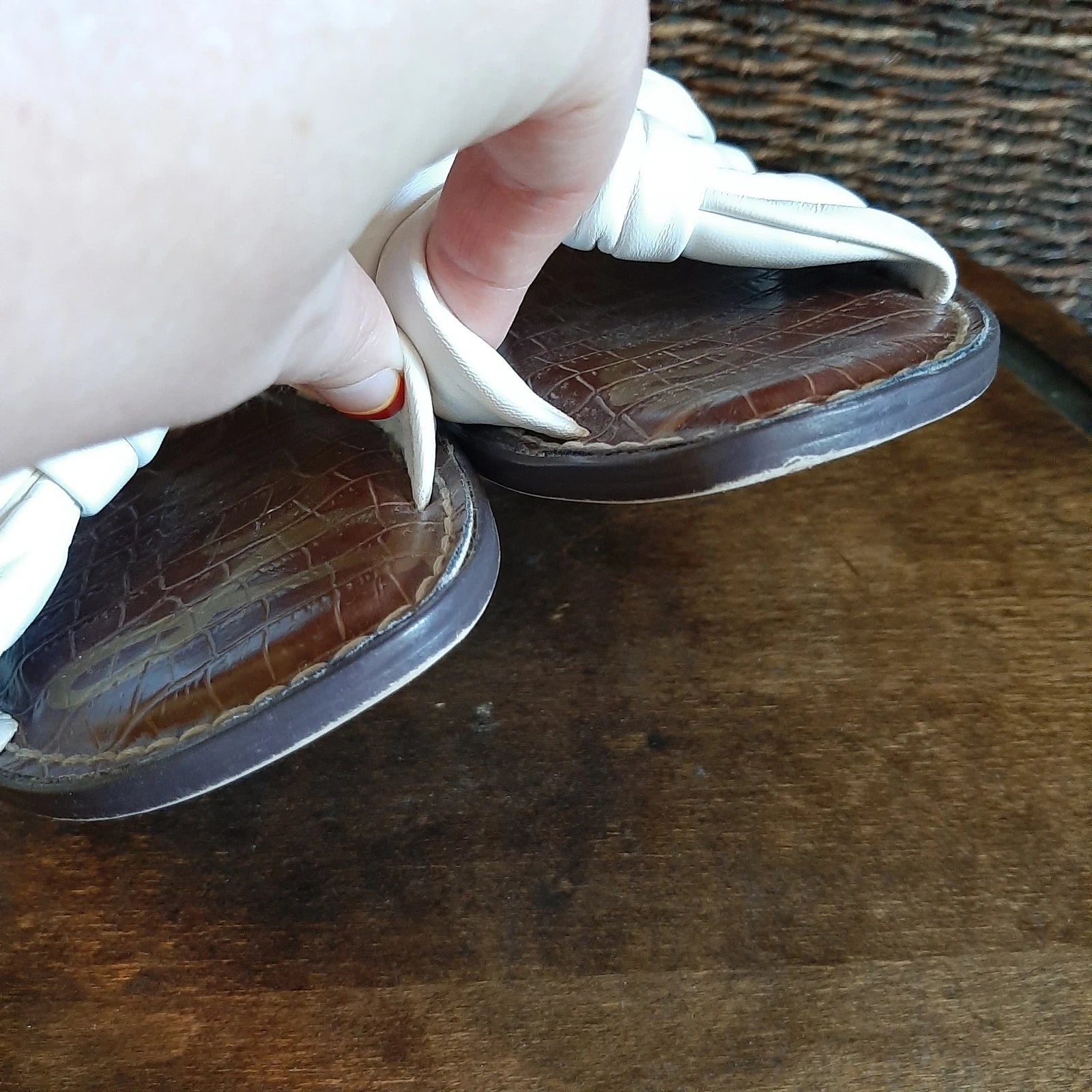 Sam Edelman Garson Sandals Womens 9.5 White Leather Slides Knot Strappy Coastal