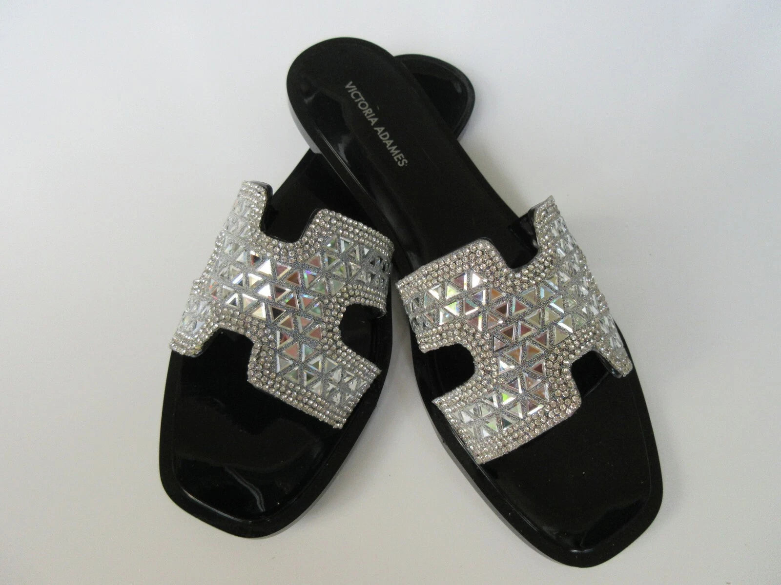 Victoria Adames Black Jelly Slide With Embellished Rhinestone Strap Soho Style