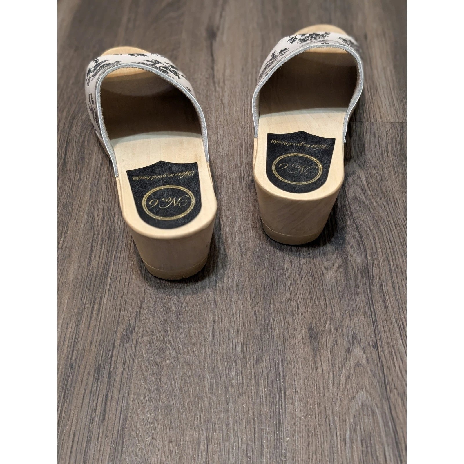 No.6 Store Floral Print Clogs Size 38 Wooden Heel Slip On Sandals