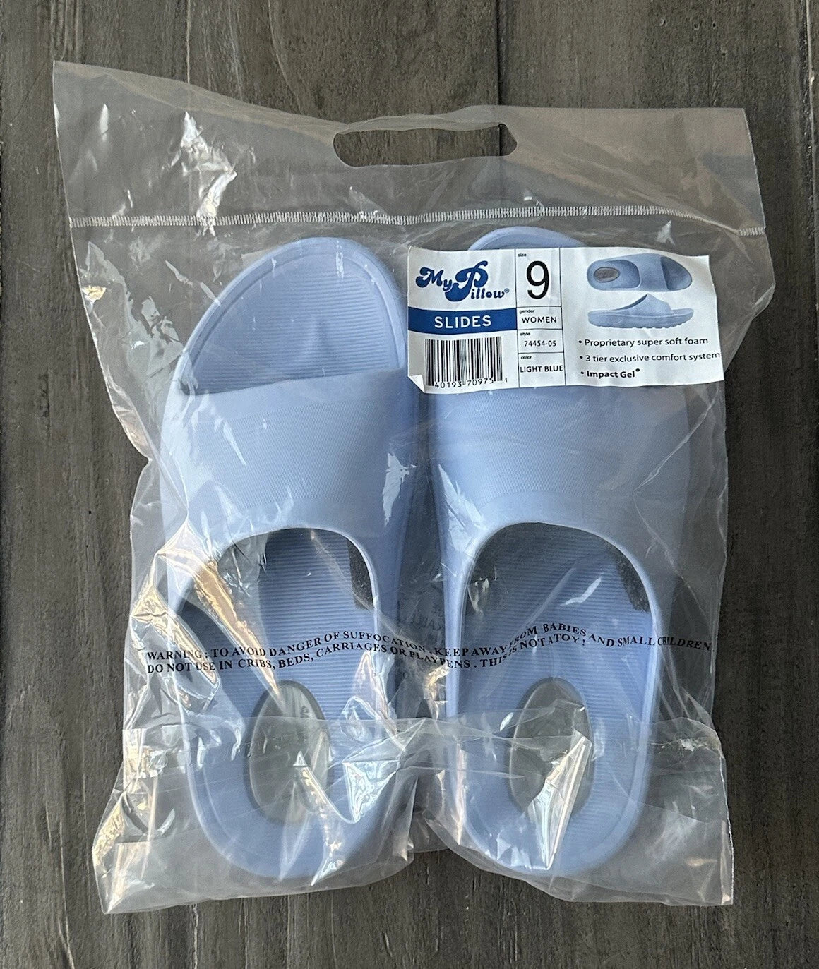 My Pillow Women’s US 9 Light Blue Slides, Style # 74454-05