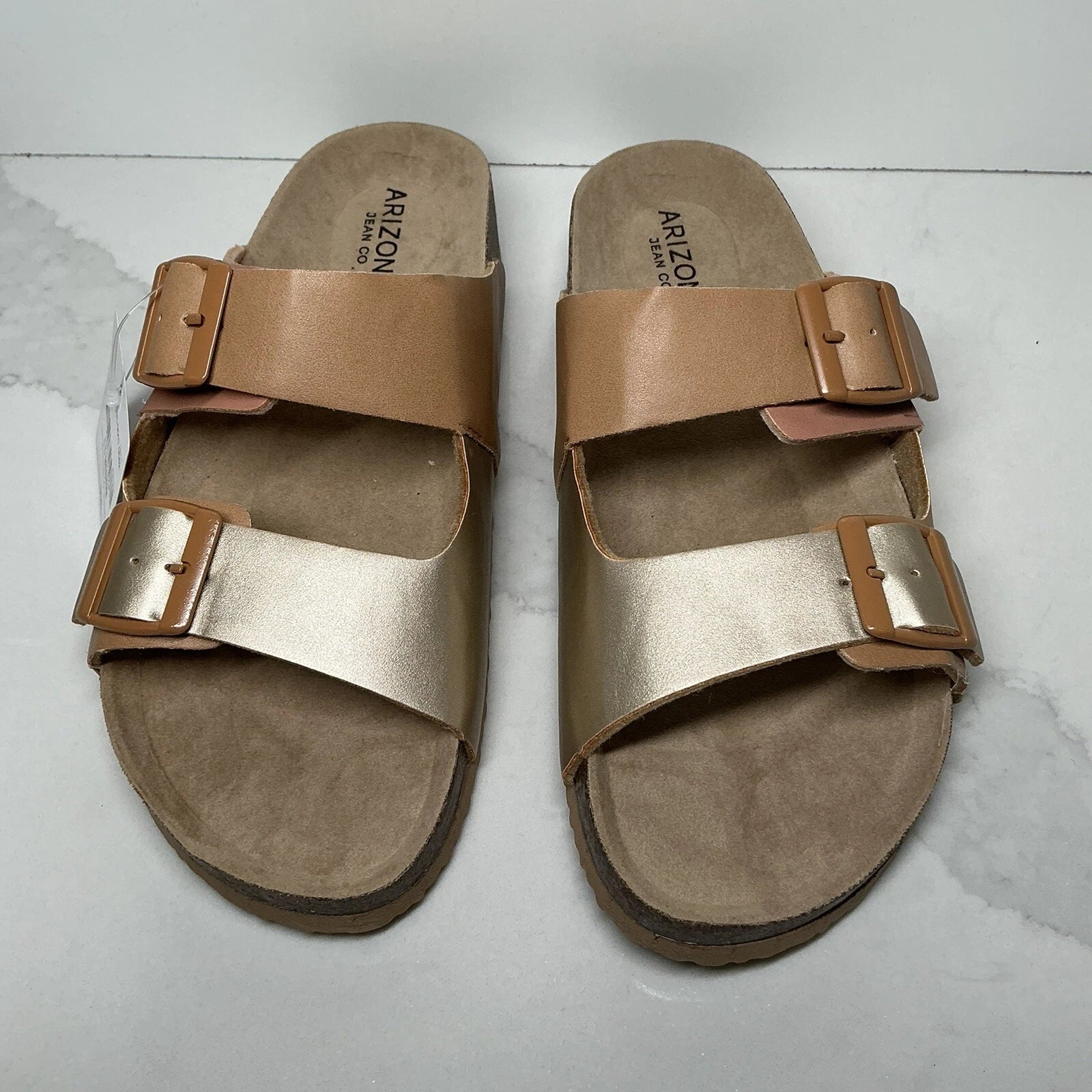 Sandals Flex style Arizona Jean Co Tan/Multi size 6.5M New