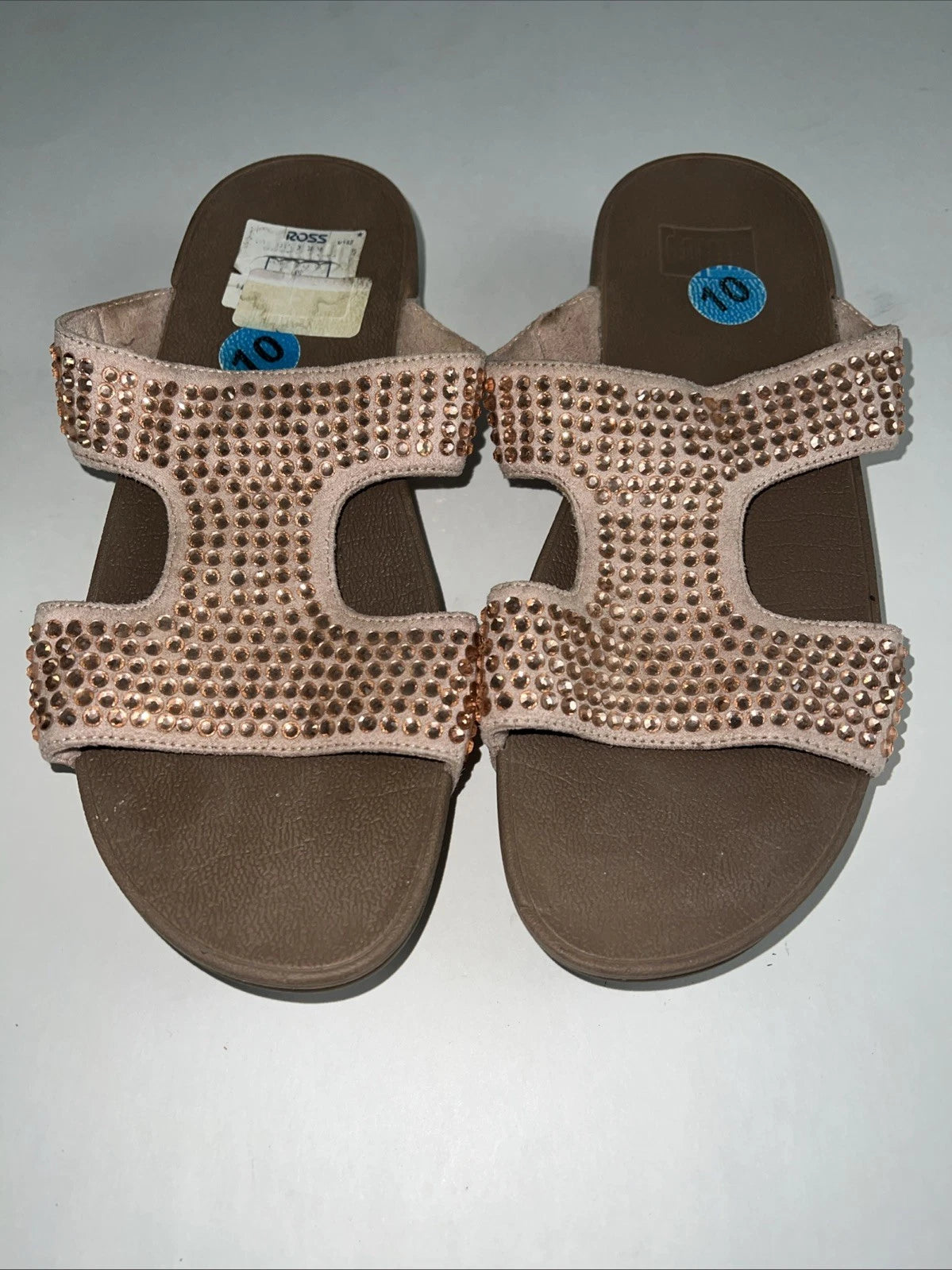 Fitflop Womens Rokkit Slide Mauve Rhinestone Bling Size 10