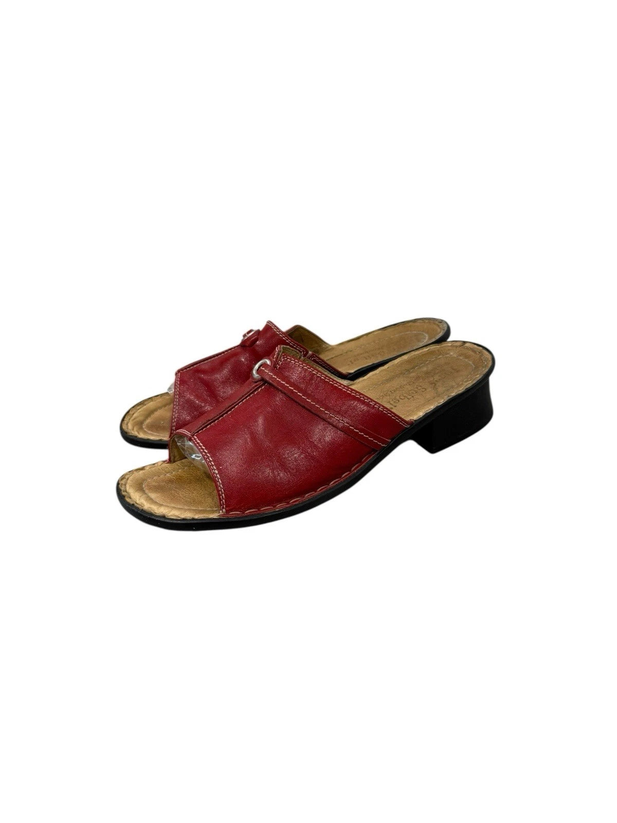 Josef Seibel Leather Slide Style Open Toe Sandals Red Womens EU 40 US 9/9.5