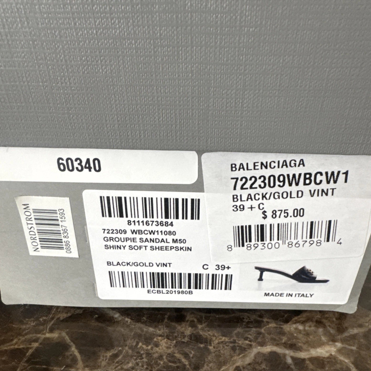 BALENCIAGA Groupie BB Logo Black Slide Sandal Shoes Heels Size 39.5 US 9.5