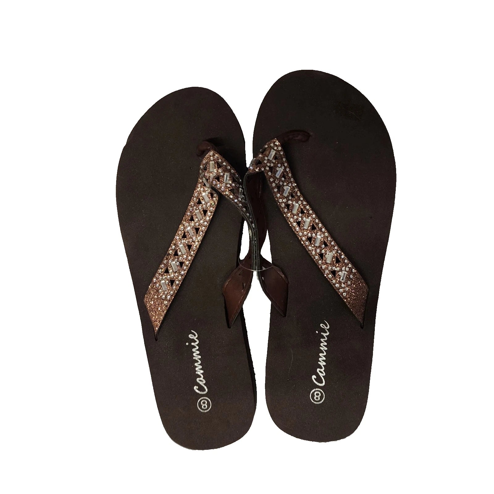 CAMMIE Womens 2" Wedge Platform Flip Flops Sandals Bling Thong Jewelry Style S8