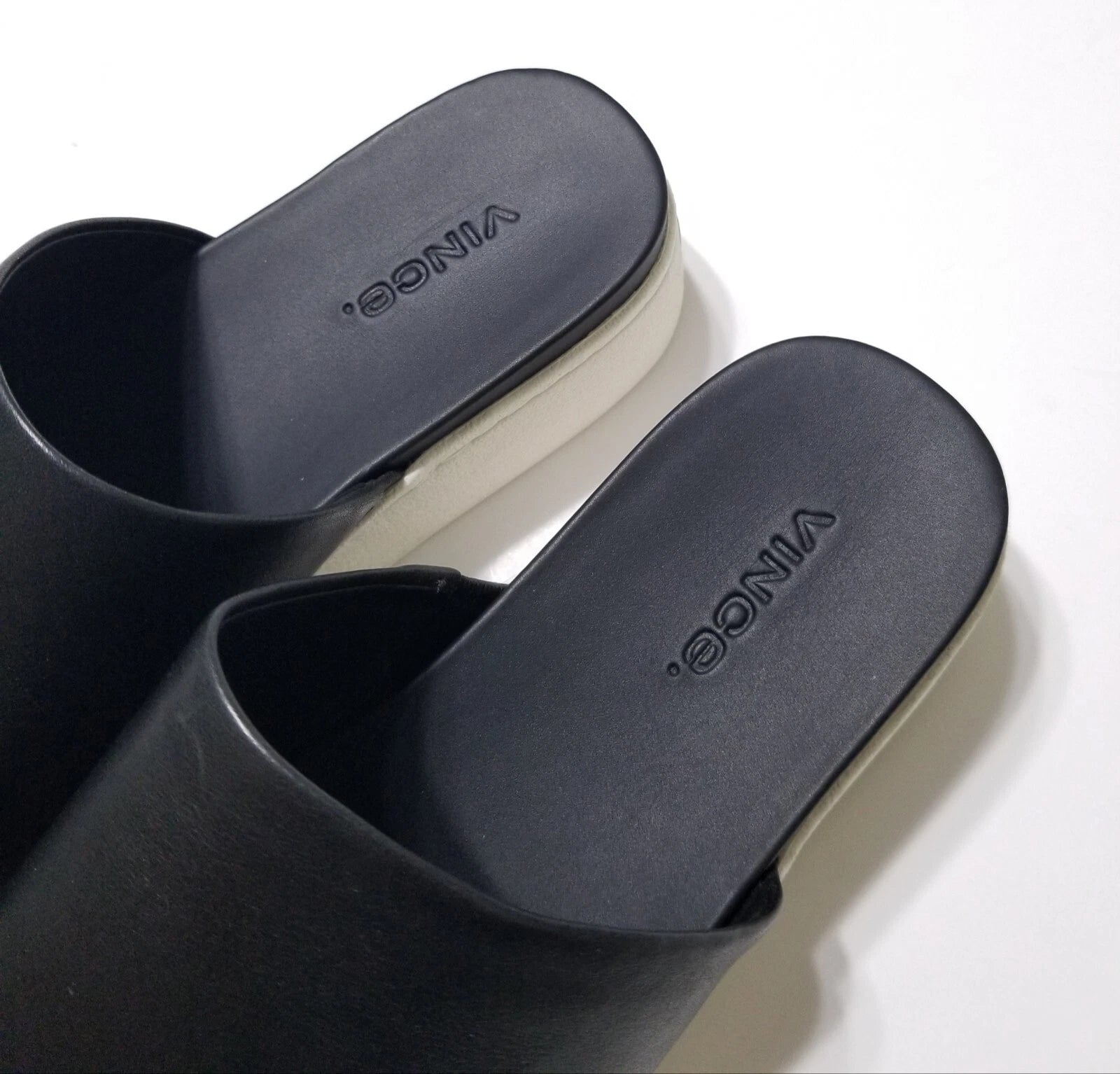 NIB Vince Walford Leather Platform Slide Sandals in Black Size 6.5, 9 $225