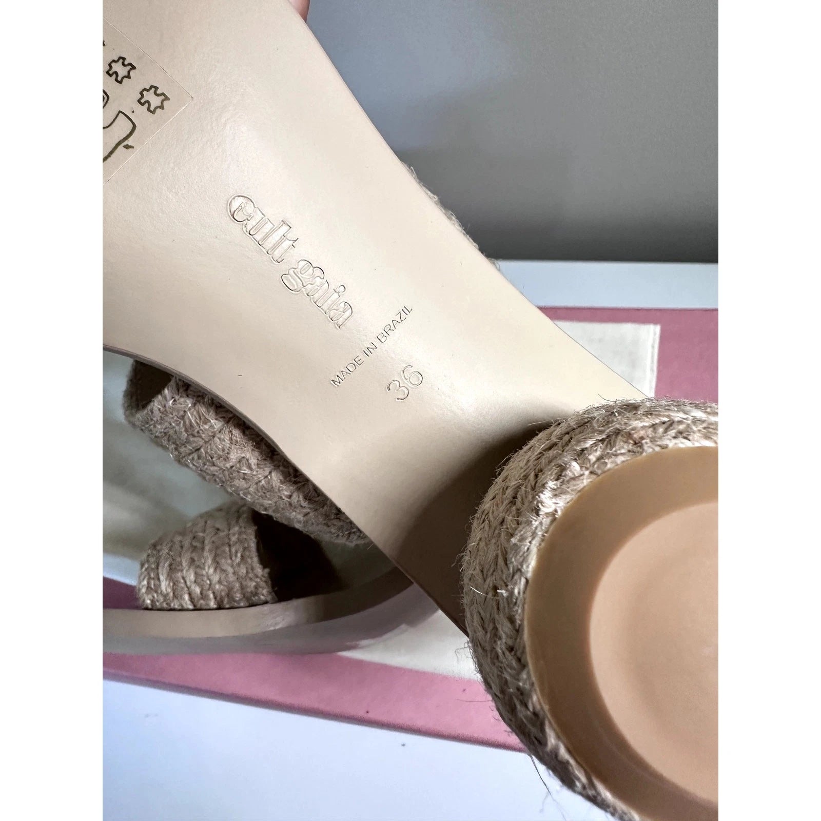 $428 Cult Gaia Jila Sandals Sphere Heel in Natural Open Toe Slide Style Sz 6 NEW