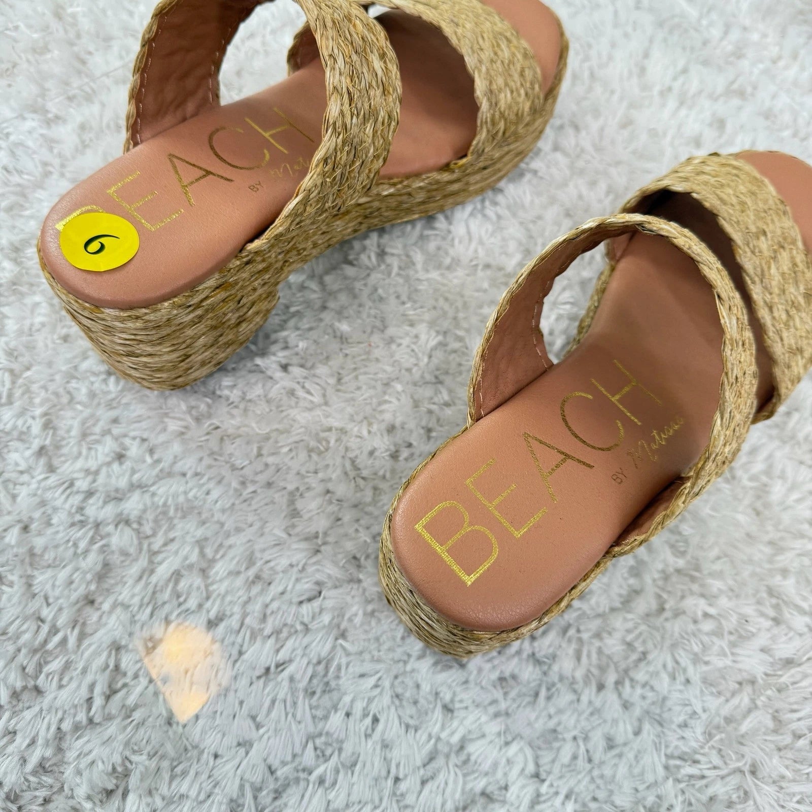 Beach By Matisse Platform Sandals Women's 9 Woven Raffia Espadrille Slides