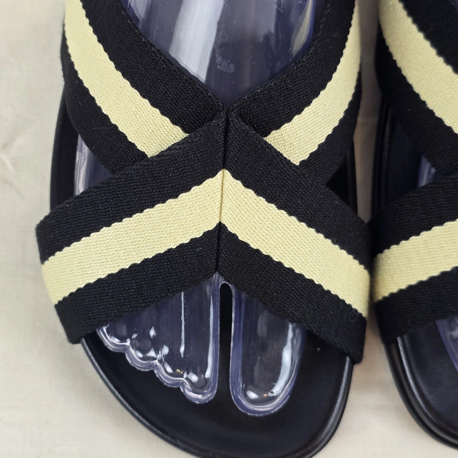 $325 Jenni Kayne Stripe Cotton Crossover Sandals Sz 40 EU 9 US Minimalist Beachy